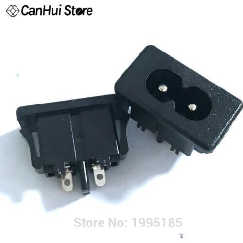 10Pcs BX 180 Black Male Plug IEC320 C8 Power Socket Connector AC 250V 2.5A 2Pin 8 Word Socket AC Power Outlet Connector BX180-C