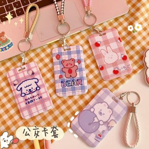 Women Men Business Card Holder Cartoon Cute Retractable Credit Card Holders Bank ID Holders Badge Child Bus Card Cover Case