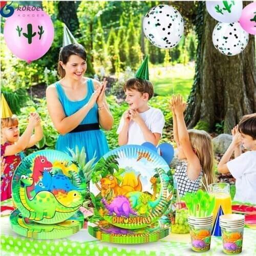 Dinosaur Theme Party Disposable Tableware Paper Plate Cup Napkin Banner Tablecloth Dinosaur baby Shower Kid Birthday Party Decor