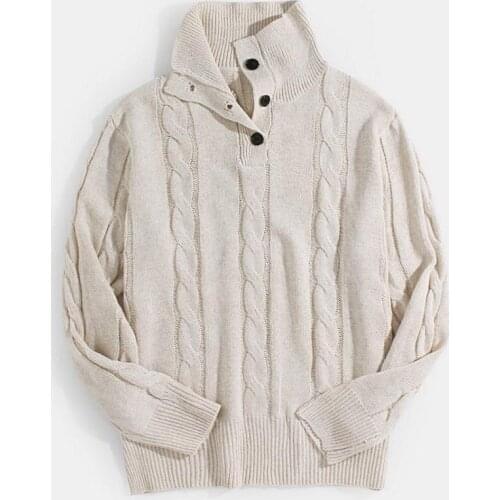 E-ABIHUI Knitted Sweater Harajuku Jacquard Solid Half Turtleneck Pullover High Street Straight Winter Warm Chic Thick Knitwear