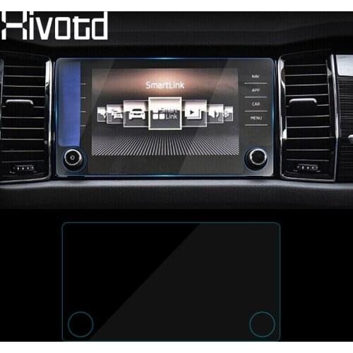 Hivotd For skoda kodiaq 2017 2018 2019 Car GPS Navigation Screen Protective Sticker Tempered Glass Film Interior Accessories