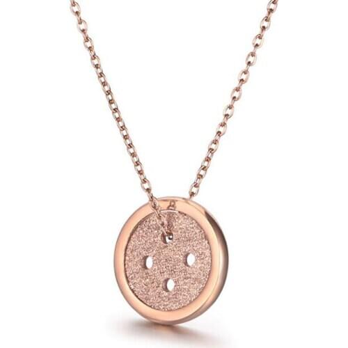 Stainless Steel Rose Gold Delicate Button Pendant Necklace Jewelry Women Ladies Minimalism Jewellery Gift For Him