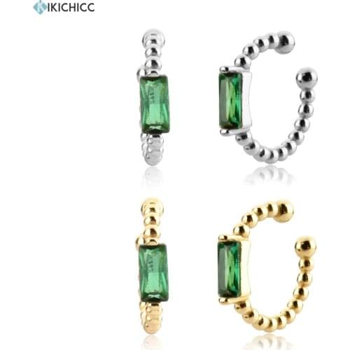 KIKICHICC 925 Sterling Silver Green Zircon CZ Earcuff Piercing Ear Cuff Earring Women 2021 Jewelry Clips No Piercing Luxury CZ