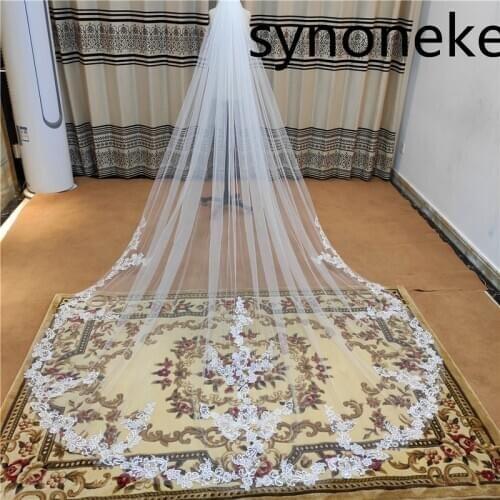 2021 Lace Wedding Veil Sparkling Sequins Lace Long Bridal Veil with Comb White Ivory 3 Meters Bride Veil Wedding Accessories