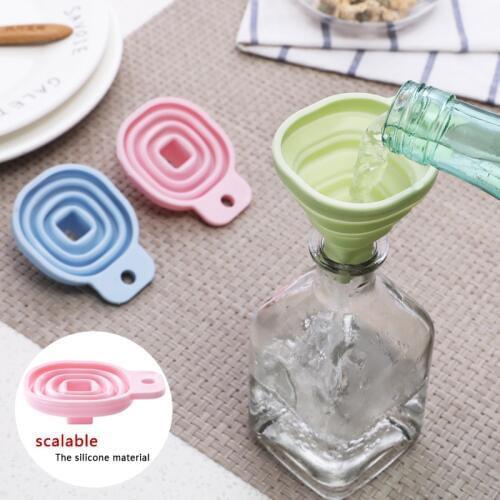 Kitchen home mini food grade silicone folding funnel kitchen gadget creative telescopic liquid funnel