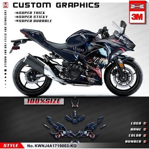 KUNGFU GRAPHICS Sport Bike Sticker Custom Vinyl Wrap Kit Deco for Ninja 400 ABS Ninja400 2017 2018 2019 2020 2021, Venom