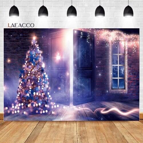 Laeacco Merry Christmas Outdoor Fantasy Polkas Dots Christmas Tree Background Baby Customized Portrait Photography Backgrounds