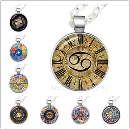 Best gift Explosive Twelve Constellations Glass Dome Gem Constellation Necklace Birthday, Zodiac Signs Necklace Gift