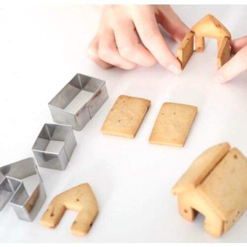 3Pcs Christmas Gingerbread House Biscuit Cutter Set Stainless Steel Cookie Mould Y51B