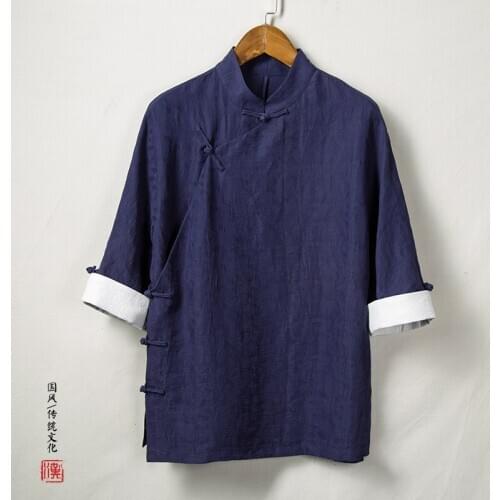 2019 New Traditional Mens Chinese Clothing Men Cheongsam Shirt Kung Fu Pattern Tang Chinese Style Loose and Suit Hanfu Hommes