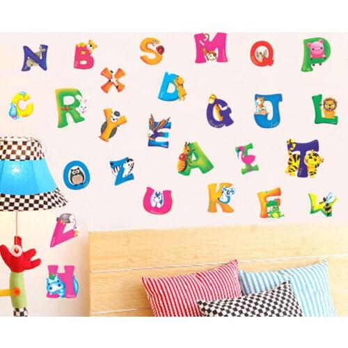 New Creative Alphabet Stickers Kindergarten Wall Decoration Childrens Room Decoration Removable Pvc Wall Decal Stickers