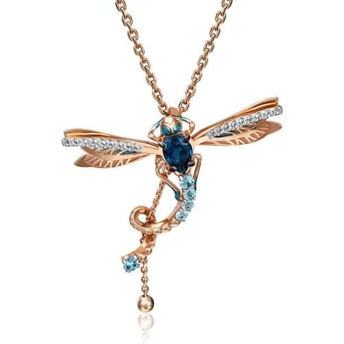 Pendant Dragonfly gold silver 585, Platina