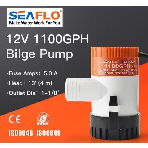 Seaflo Submersible Pump Electric Water Pump 1100GPH Filter Water Mini 12V Bilge Pump Water Evacuation Boat Ship Marine Part