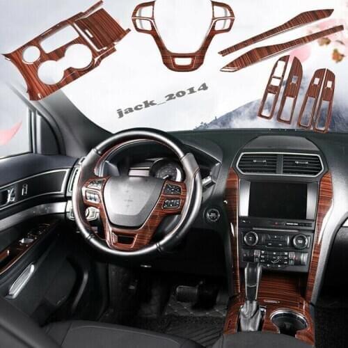 Full Set Peach wood grain Control Panel Trim 9pcs For Ford Explorer 2016 2017 2018