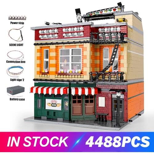 MOULD KING Streetview Building Toys MOC-34463 Central Perk Cafe LED Parts Assembly 10189 Building Blocks Kids Christmas Gifts