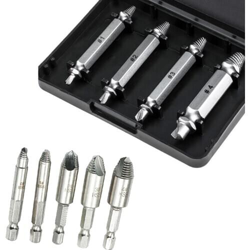 5pc or 4pc Damaged Screw Extractor Drill Bit Extractor Drill Set Broken Speed Out Bolt Extractor Bolt Stud Remover Tool
