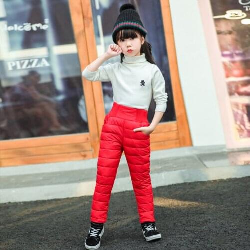 Toddler Thicken Winter Snow Pants For Baby Boys Girls Clothes Cotton Padded High Waist Waterproof Kids Ski Trousers Long Pant