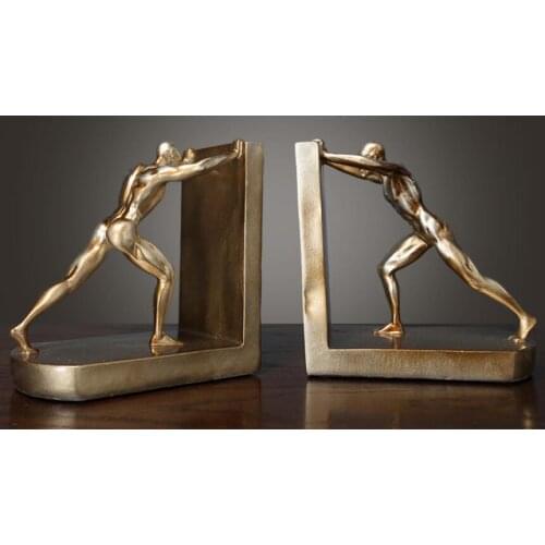 Restores ancient ways to study office adornment Place motion person to push book by book stand Figure Statue art Sculpture Craft