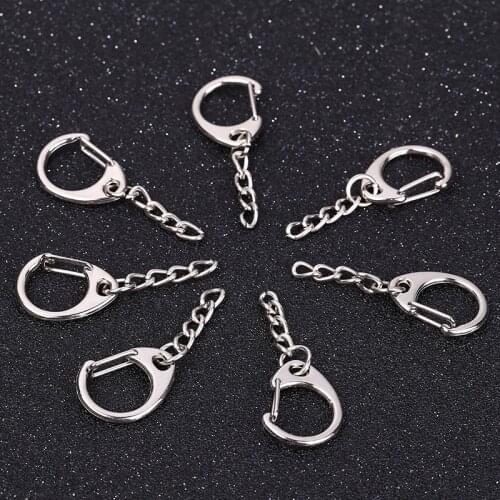 High quality 1.2x8mm 4-section chain opening keychain hanging chain Charm Key Chain Ring Accessories 5pcs