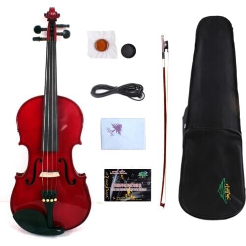 Yinfente Red Electric Violin 4/4 Spruce+Maple Handmade Ebony Parts Free Case Bow Rosin#EV1