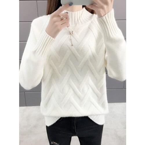 Winter Warm Casual Pullover Women Knitted Sweater Fall White Ladies Elegant Loose Korean Sweaters Autumn Female Knitwear Tops