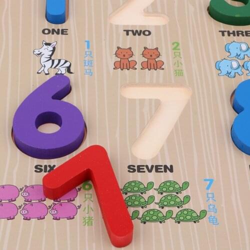 0-9 Numbers Jigsaw Wooden Animal Puzzle Kids Children Educational Learning