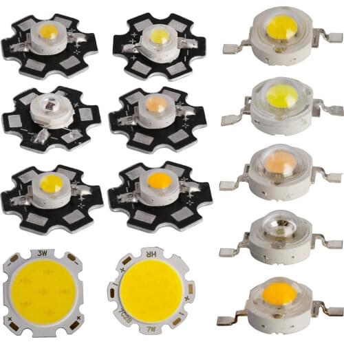 10pcs/lot High Power LED Source Chip 1W 3W 5W 7W COB Or With PCB LED Beads SMD LED Bead Warm/ Cold White 1 3 5 7 Watt