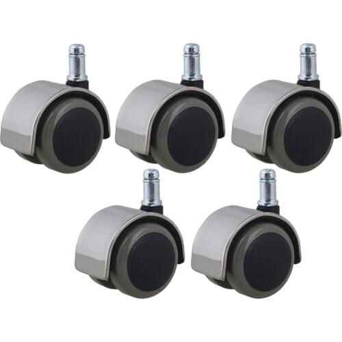 2 Inch PU Office Chair Swivel Casters Furniture Wheels Grip Ring Stem Replacement for Sofa Bed Goods Shelf Storage Rack 5PCS