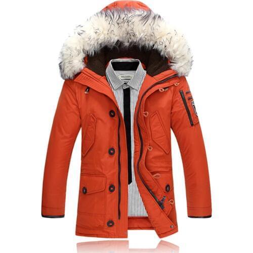 -30 Degree Winter Down Jacket Men Windbreaker Thick Warm White Duck Down Coat Mens Snow Parka Overcoat Fur Hooded Warm Parkas