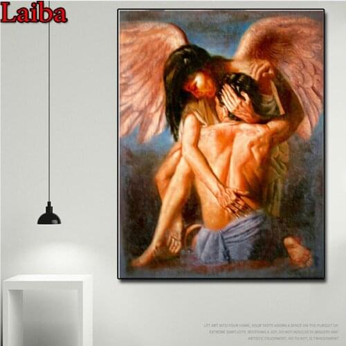 5D DIY Diamond Painting couple embrace Full Square Round Drill Embroidery Cross Stitch 5D icon angel art Home Decor mosaic