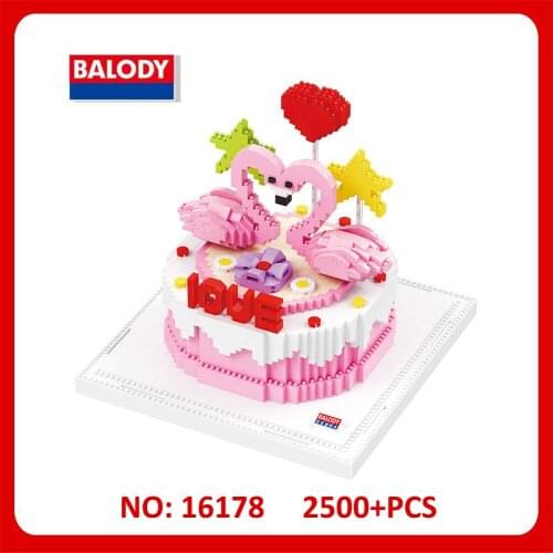 Balody 16178 Brick Toys Animal Flamingo Cake Pink Bird Building Micro Mini 3D Blocks 2500pcs Toys For Kids