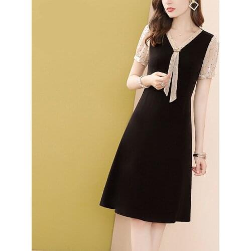 Black dress summer 2021 new skirt womens French gentle wind slim age reduction dress