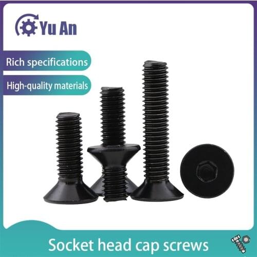 Black 304 Stainless Steel Countersunk Head Socket Head Screw/ DIN7991 Flat-head Inner Hexagon Bolt M3 M4 M5 20PCS