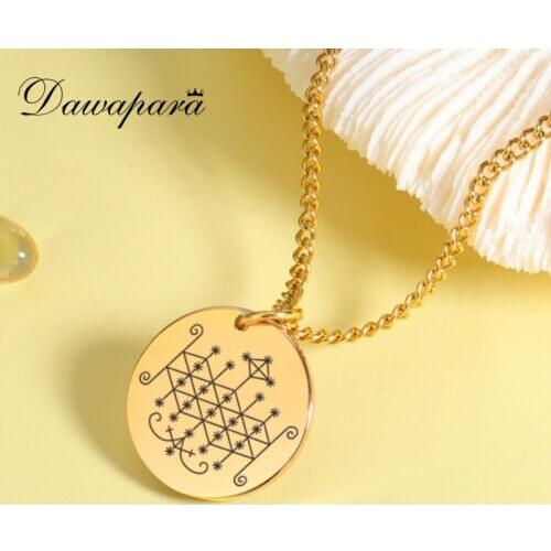 Dawapara Veve of Ogoun ( Ogun ) Voodoo Amulet Pendant Necklace Stainless Steel Jewelry Talisman Necklaces