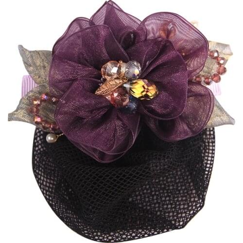 Elegant Headmade Flower Bow Hairpins Floral Bun Cover Net Hotel Hair Clip Pin Removable Girls Hair Accessories for Girls Women