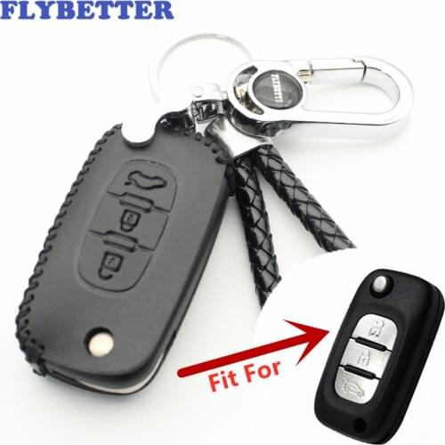 FLYBETTER Genuine Leather 3Button Flip Key Case Cover For Lada Sedan/Largus/Kalina/Granta/Vesta Car Styling (B) L168