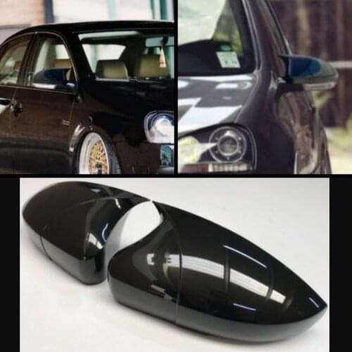 2 Pieces High Quality ABS Plastic Bat Style Mirror Covers Caps RearView Mirror Case Cover Piano Black For Volkswagen Golf Mk5 5