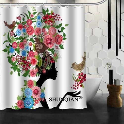 Hot Sale Bathroom Curtains Butterfly girl silhouette Shower Curtain Custom Waterproof Polyester Fabric Curtain For Bathroom