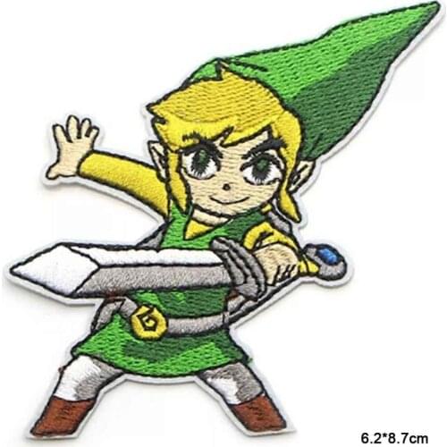 Lovely Green Hat Boy With Sword Legend Novelty Iron On Embroidered Clothes Patch of For Link Clothing