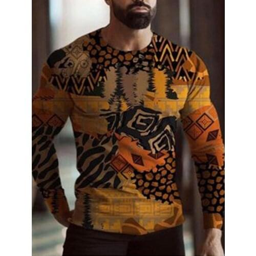 Mens tops Printing dyeing bottoming shirts 2021 new mens graffiti T-shirts Color block painting printing long-sleeved T-shirts