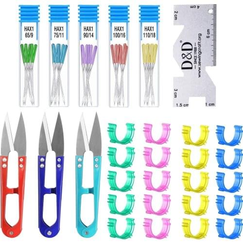 D&D 37pcs Sewing Machine Needle Set Sewing Scissors&Bobbin Holder Clip&Ruler DIY Sewing Tool Accessories Home