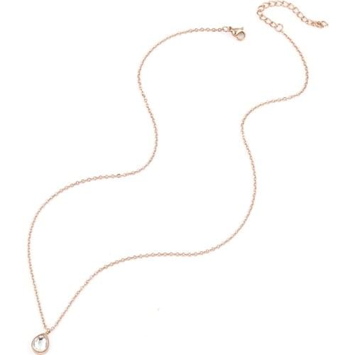 Mavis Hare Teardrop Stainless steel Necklace zircon Crystal Water Drop Chain Necklace with 42+5cm Chain as Mothers day Gift