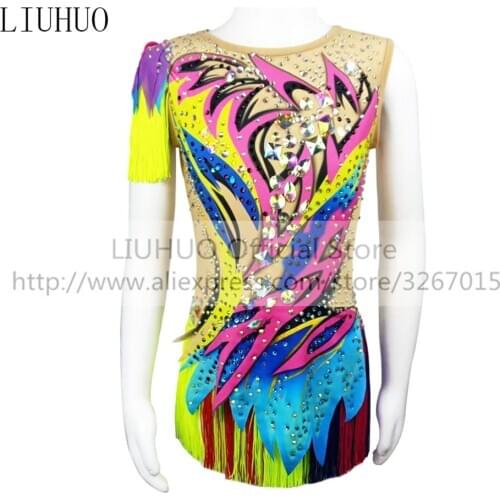 LIUHUO Figure Skating Dress Womens Girls' Ice Performance Rhythmic Gymnastics Competition Multicolor Leotard Artistic Costume