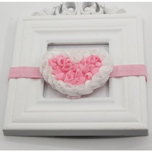 Newborn Baby Girls Chiffon Roses Heart Headband Cute Elastic Hair Bands for Toddlers Photography Props Birthday Hair Accessories