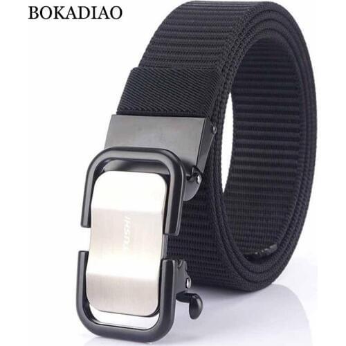 BOKADIAO Men&women Nylon Belt luxury Metal Automatic Buckle Belts for men Casual jeans waistband Army military canvas male strap