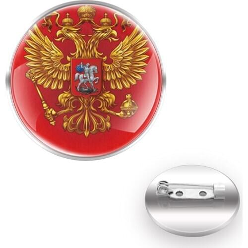 Russia Советская эмблема CCCP Design Brooches Collar Pin Glass Convex Dome Decoration Accessories Glift