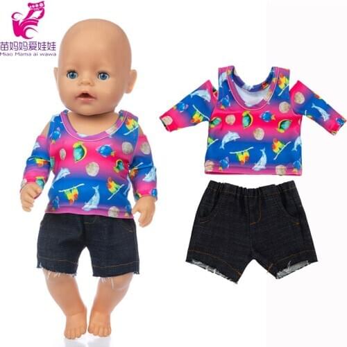 Girl Doll Clothes shirt and short pants sets for 45 cm reborn baby doll Clothes and Accessories