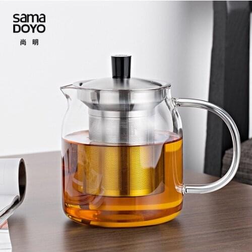 Samadoyo Elegant Cup Heat Resistant Glass Teapot Kungfu Tea Set With Stainless Steel Filter Infuser de cha Convenient Office Tea