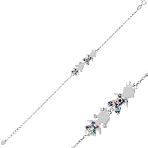 Silverlina Silver Male & Female Child Mixed Zircon Cubic Zirconia Bracelet