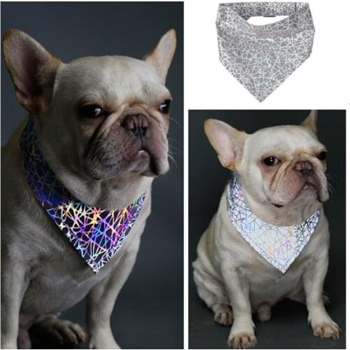 Pet Dog Reflective Bandana Collar Cat Puppy Polyester Scarf Saliva Towel Luminous Neckerchief Scarf Bibs Dog Cat Accessories